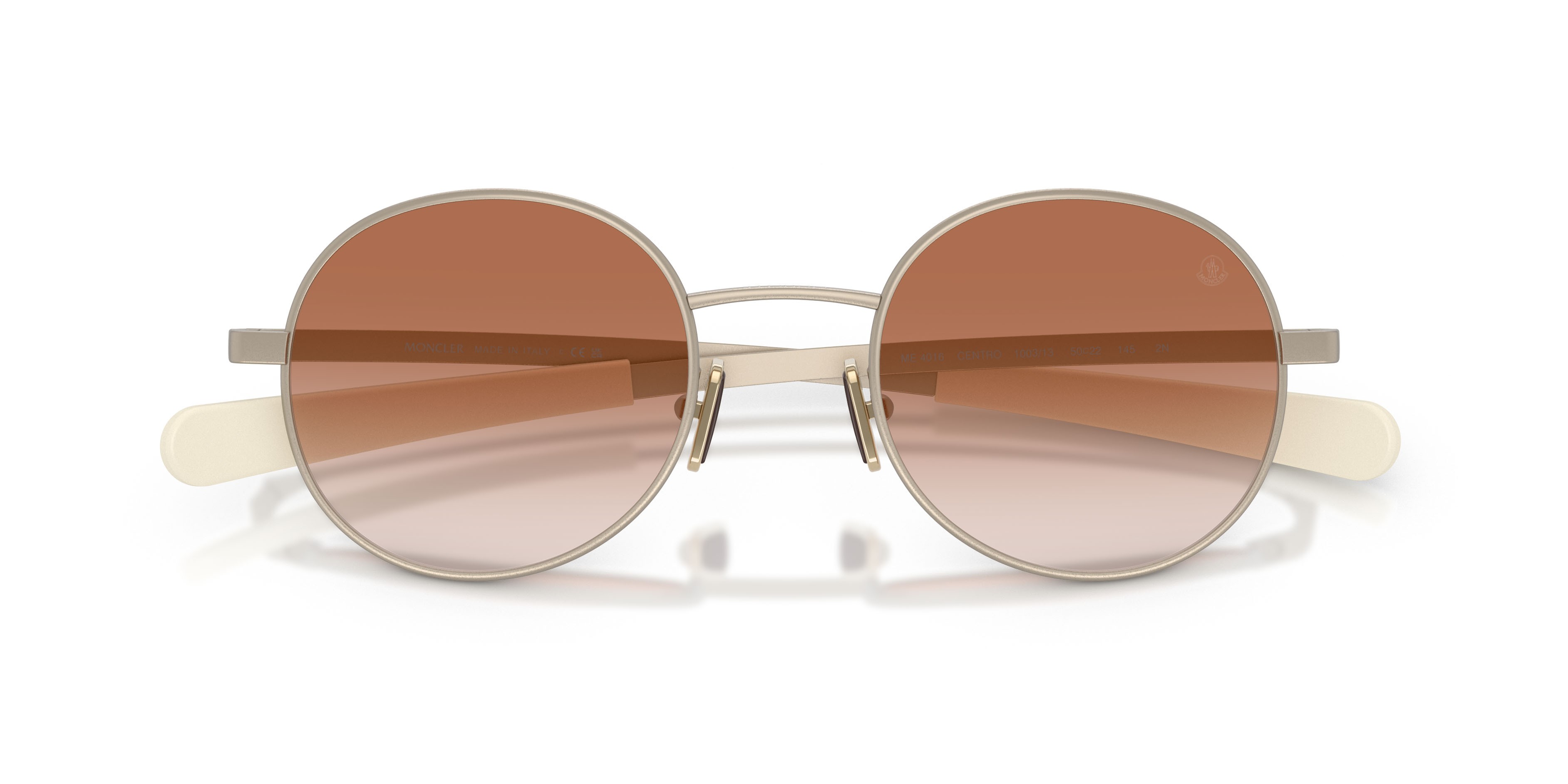 Occhiali da sole Moncler Centro ME 4016 (100313) colore bronzo opaco forma ovale lenti rosa sfumato