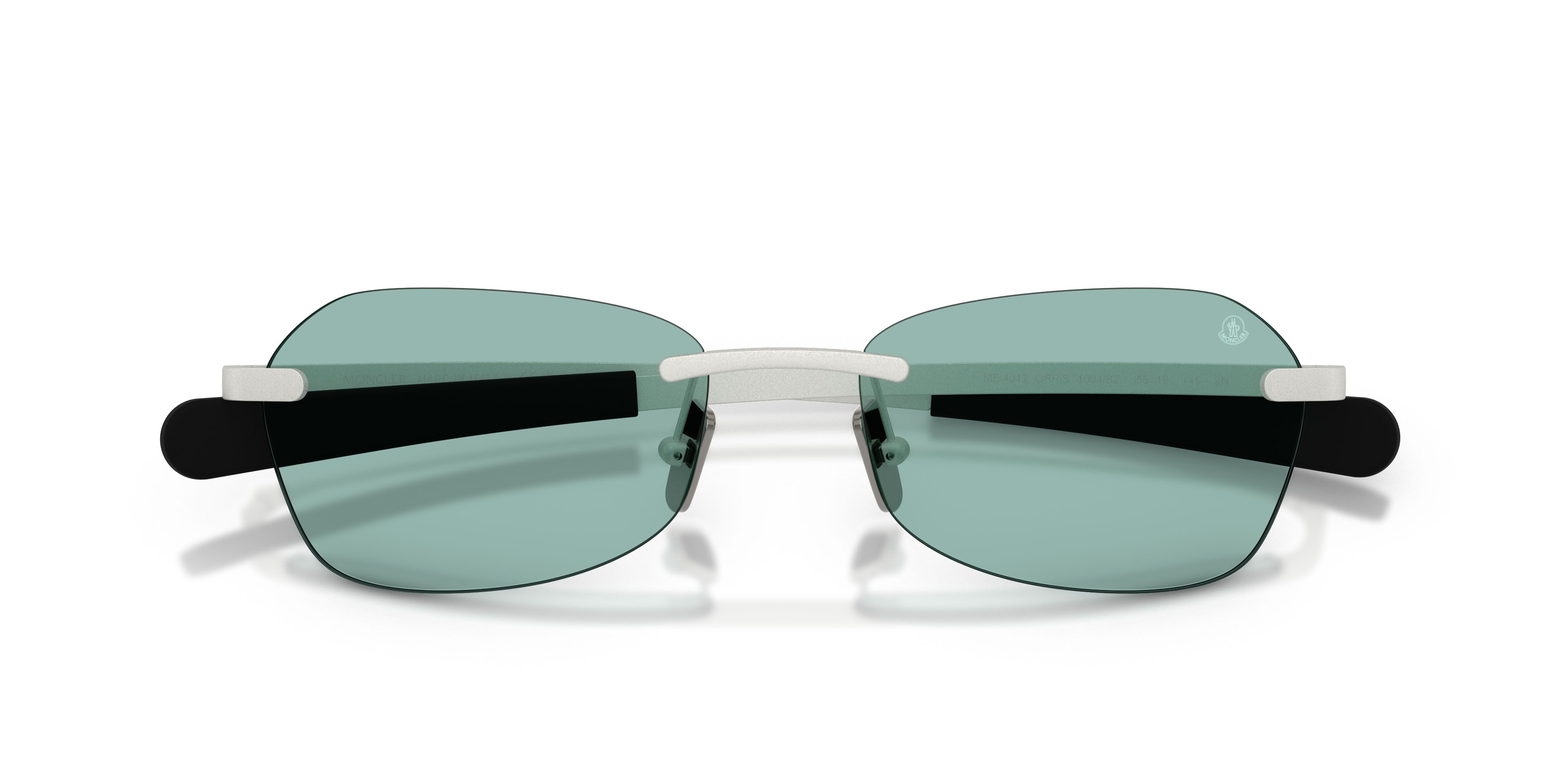 Occhiali da sole Moncler Orris ME 4017 (100482) colore argento opaco forma irregolare lenti grigio scuro/oro