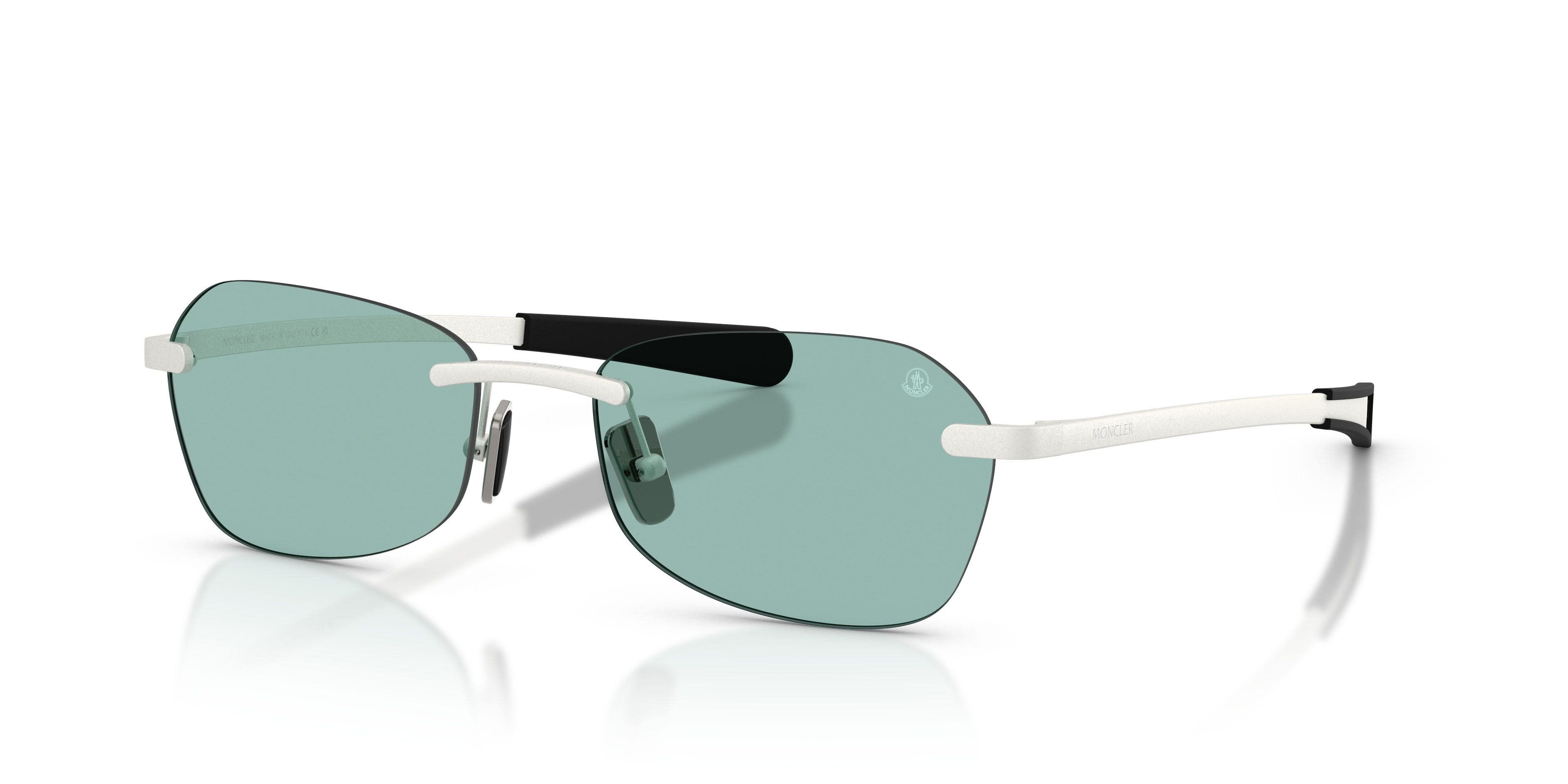 Occhiali da sole Moncler Orris ME 4017 (100482) colore argento opaco forma irregolare lenti grigio scuro/oro