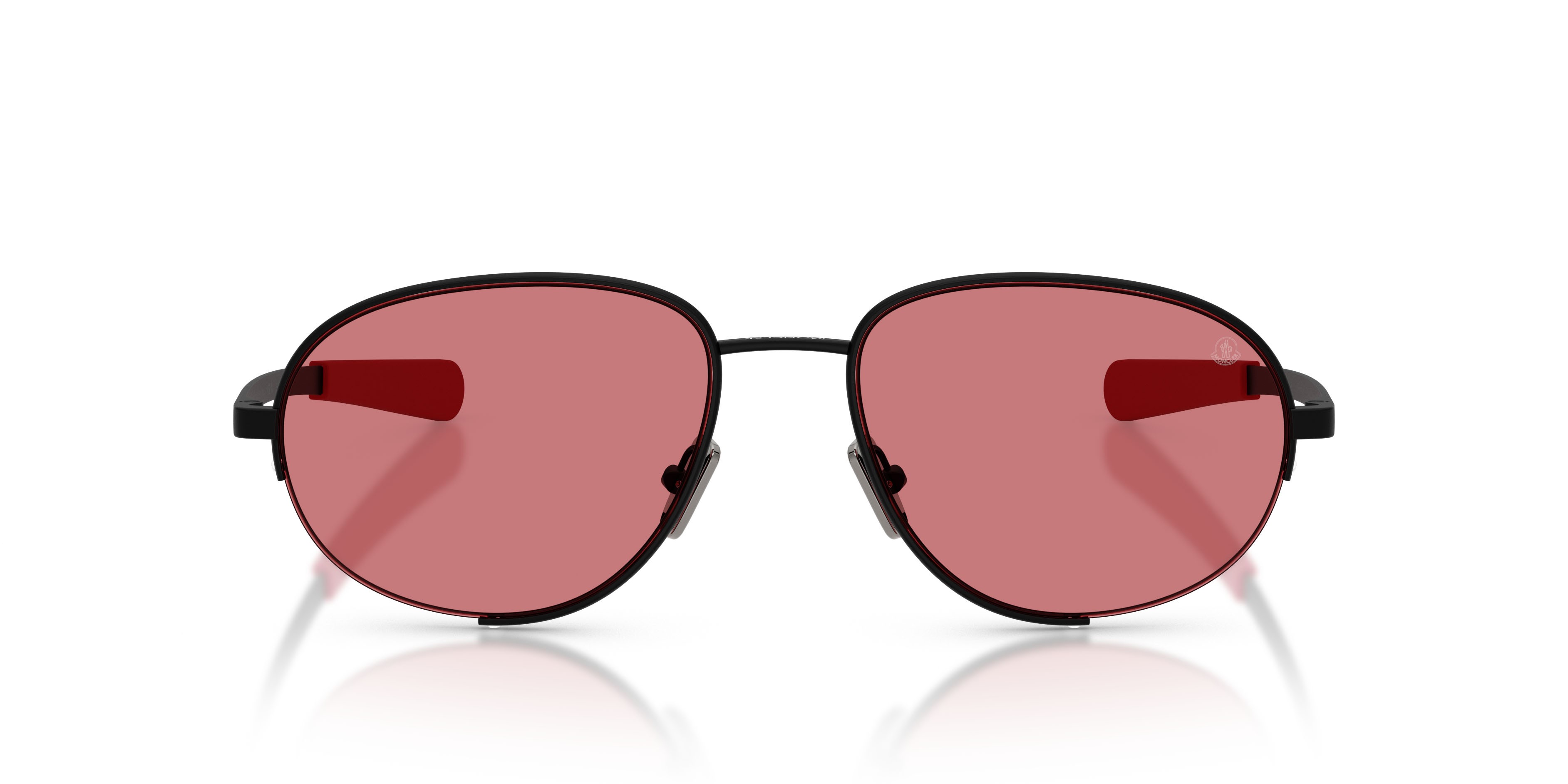 Occhiali da sole Moncler Circuit ME 4018 (100175) colore nero opaco forma ovale lenti rosso
