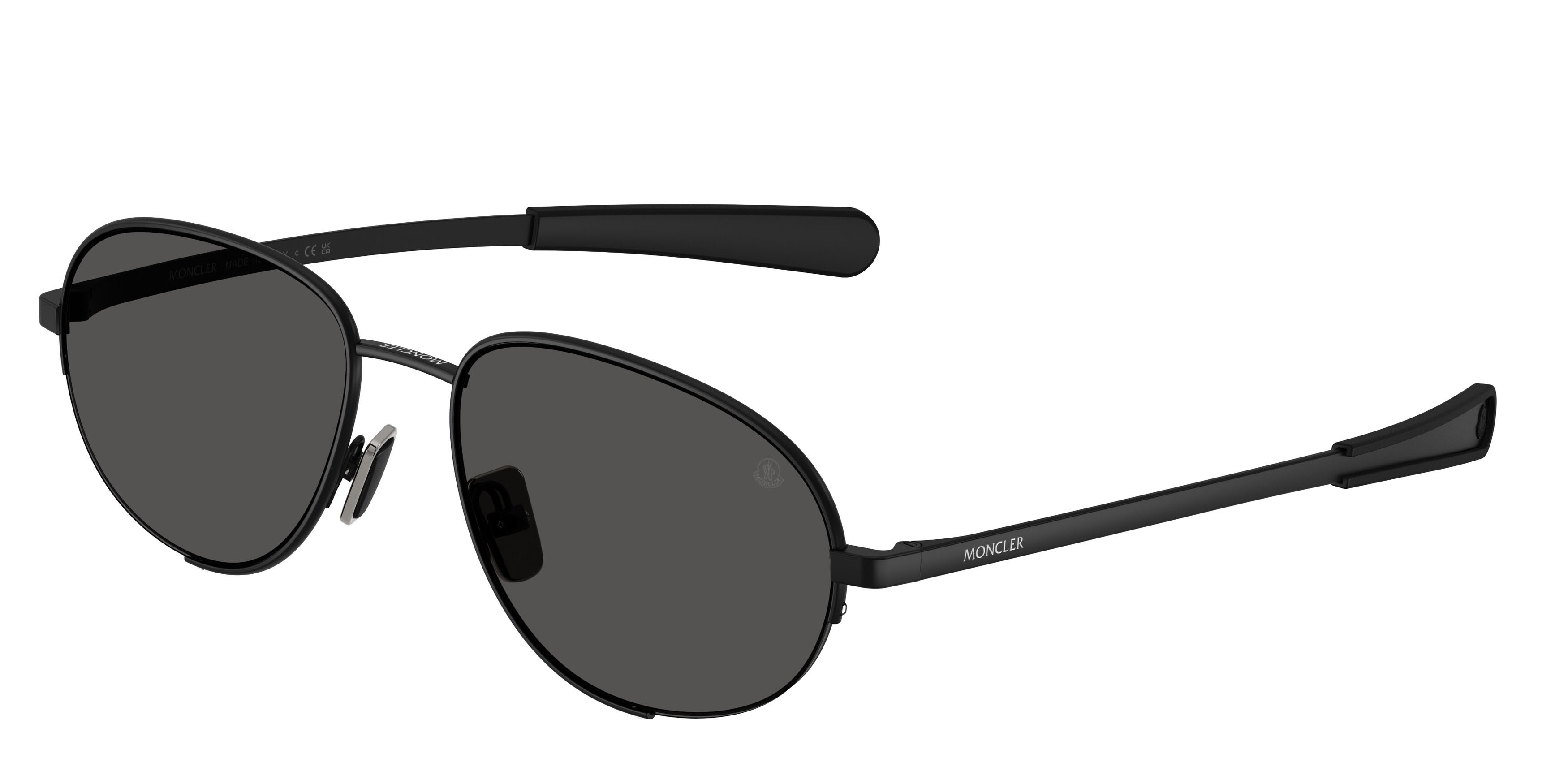 Occhiali da sole Moncler Circuit ME 4018 (100187) colore nero opaco forma ovale lenti grigio tinta unita