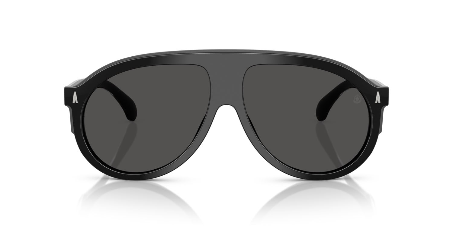 Occhiali da sole Moncler Fhaite ME 6001 (300187) colore nero lucido forma aviator lenti grigio scuro