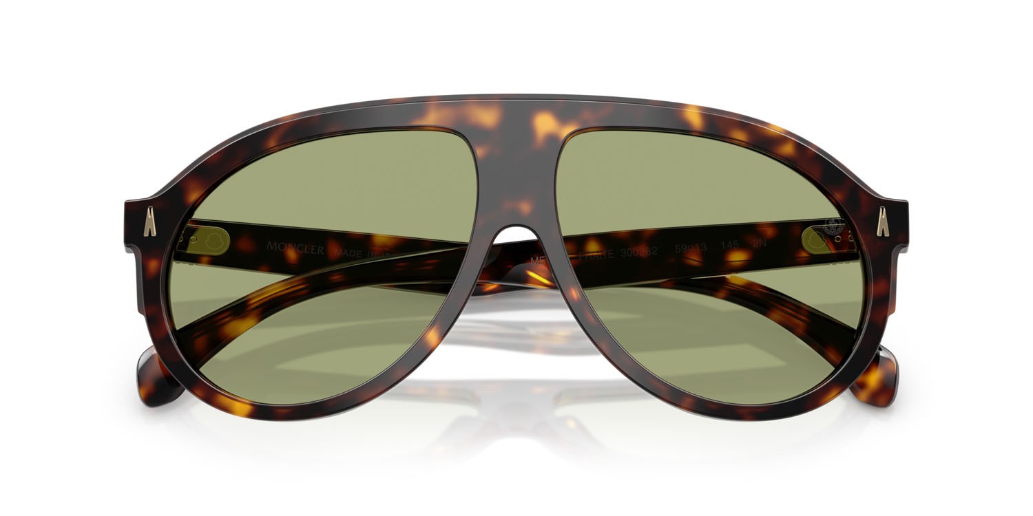 Occhiali da sole Moncler Fhaite ME 6001 (300282) colore tartarugato marrone forma aviator lenti verde