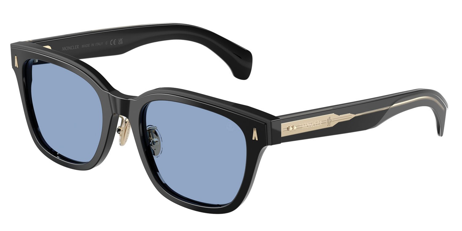Occhiali da sole Moncler Metrope ME 6002D (300172) colore nero lucido forma quadrato lenti blu