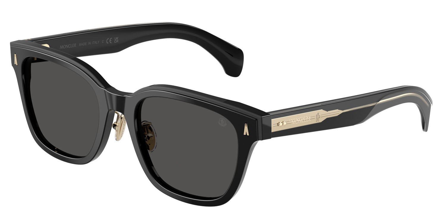 Occhiali da sole Moncler Metrope ME 6002D (300187) colore nero lucido forma quadrato lenti grigio scuro