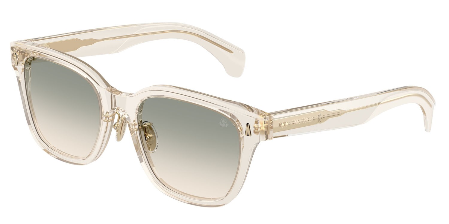 Occhiali da sole Moncler Metrope ME 6002D (30032C) colore burro trasparente forma quadrato lenti marrone chiaro sfumato verde chiaro