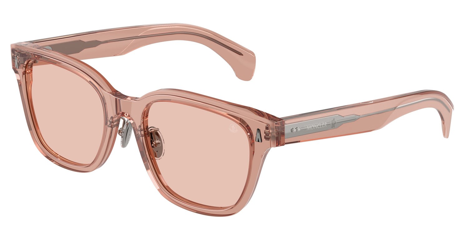 Occhiali da sole Moncler Metrope ME 6002D (300884) colore rosa trasparente forma quadrato lenti rosa