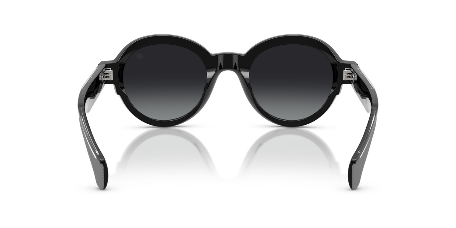 Occhiali da sole Moncler Rondosa ME 6003 (3001T3) colore nero lucido forma rotondo lenti polar grigia sfumata