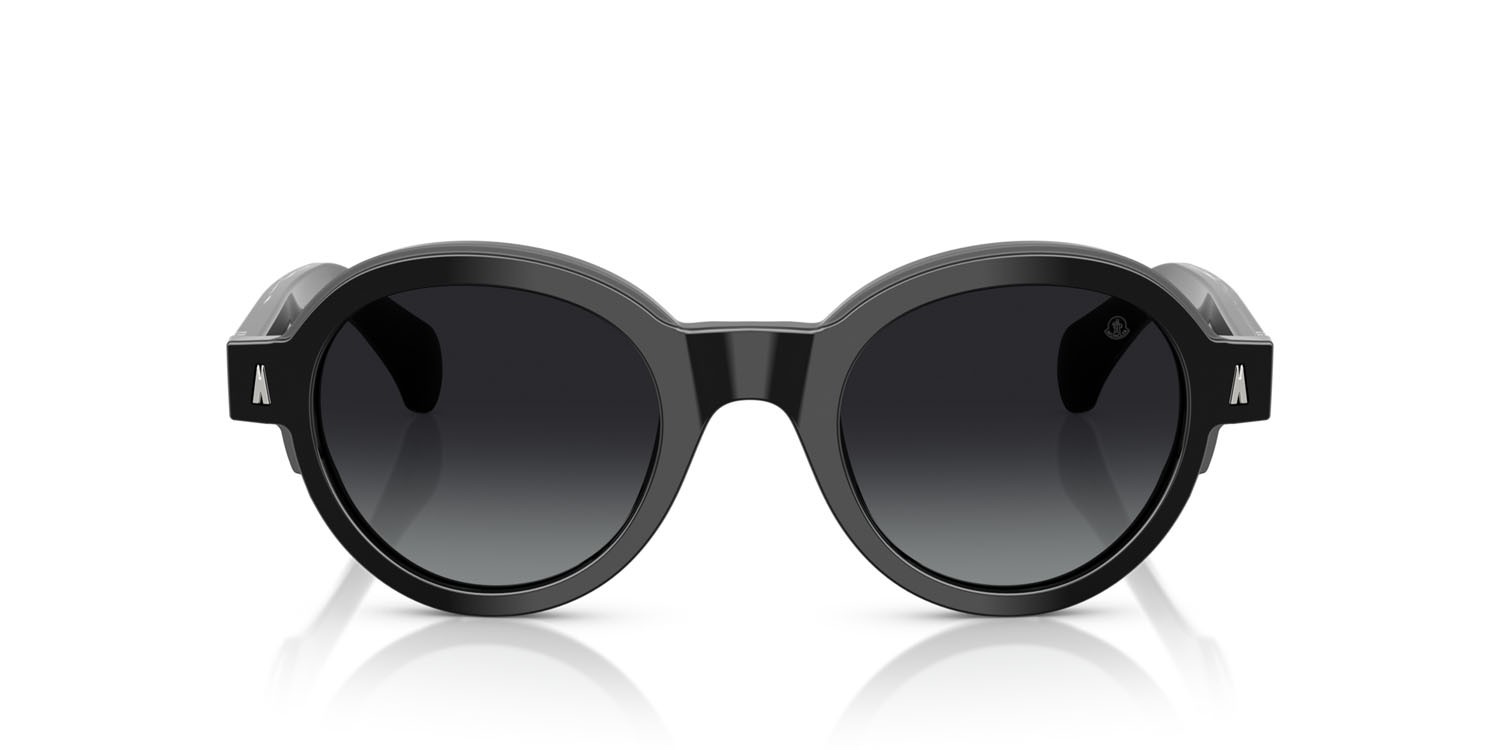 Occhiali da sole Moncler Rondosa ME 6003 (3001T3) colore nero lucido forma rotondo lenti polar grigia sfumata