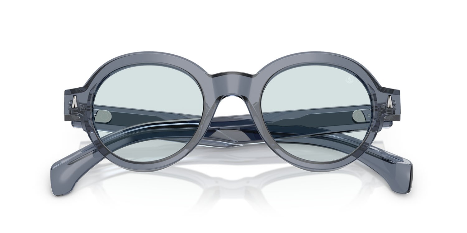 Occhiali da sole Moncler Rondosa ME 6003 (300T72) colore blu trasparente lucido forma rotondo lenti fotocromatica azzurro