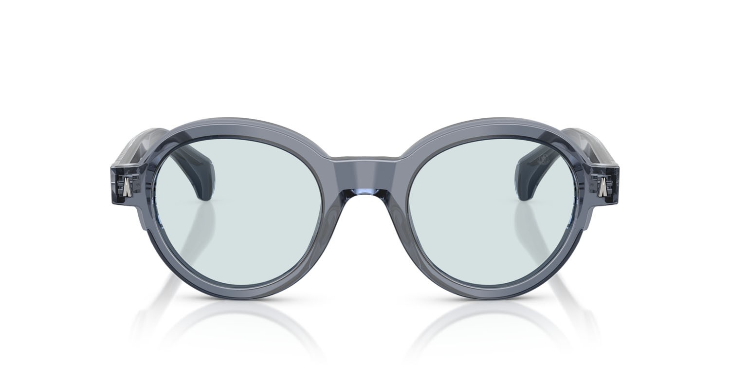 Occhiali da sole Moncler Rondosa ME 6003 (300T72) colore blu trasparente lucido forma rotondo lenti fotocromatica azzurro