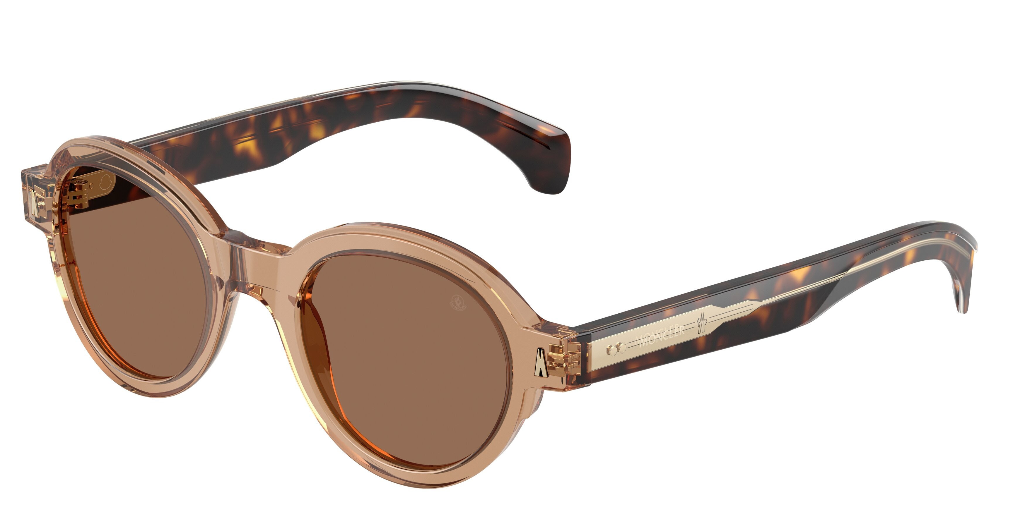 Occhiali da sole Moncler Rondosa ME 6003 (303773) colore marrone trasparente lucido forma rotondo lenti marrone scuro