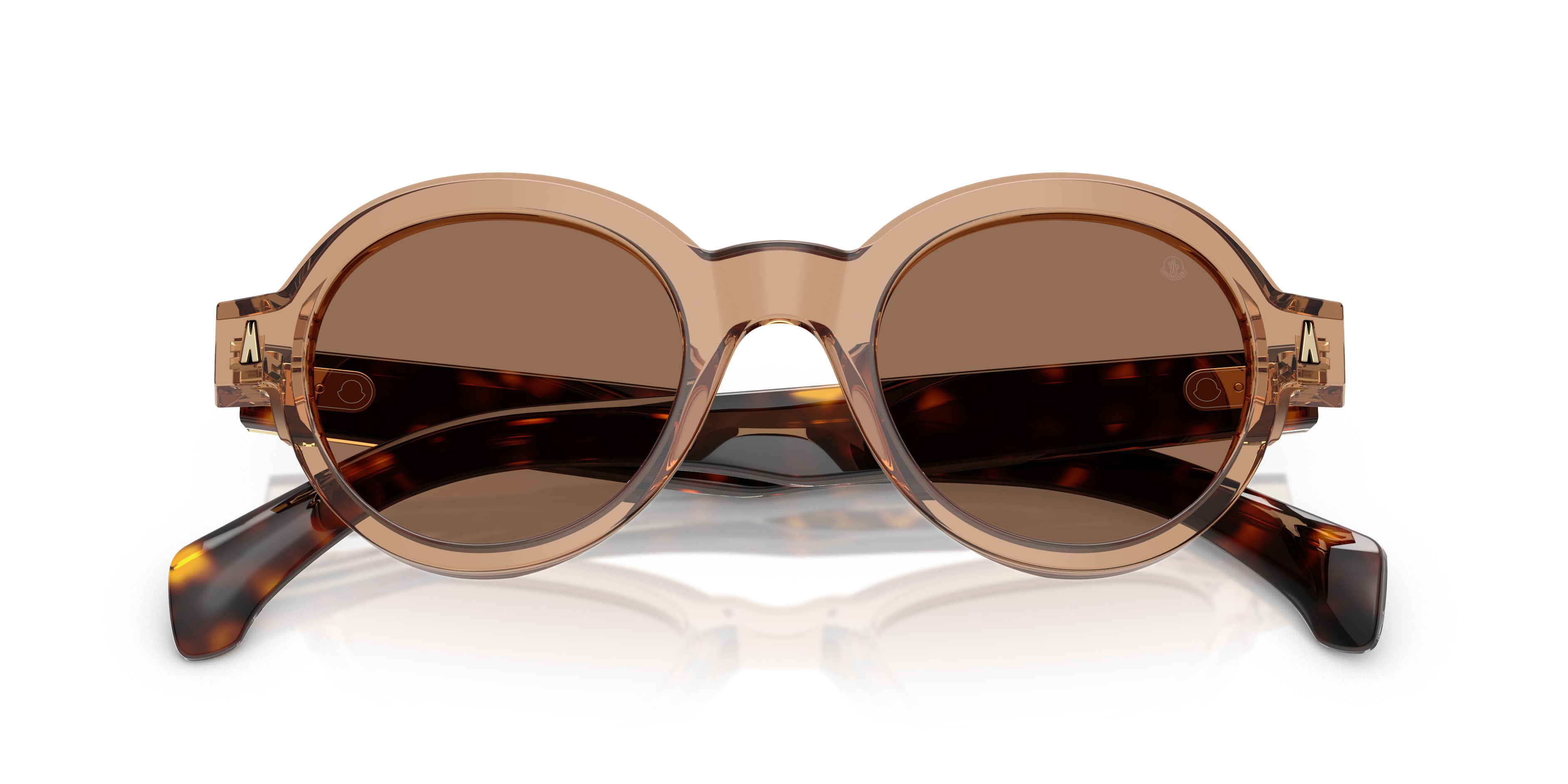 Occhiali da sole Moncler Rondosa ME 6003 (303773) colore marrone trasparente lucido forma rotondo lenti marrone scuro