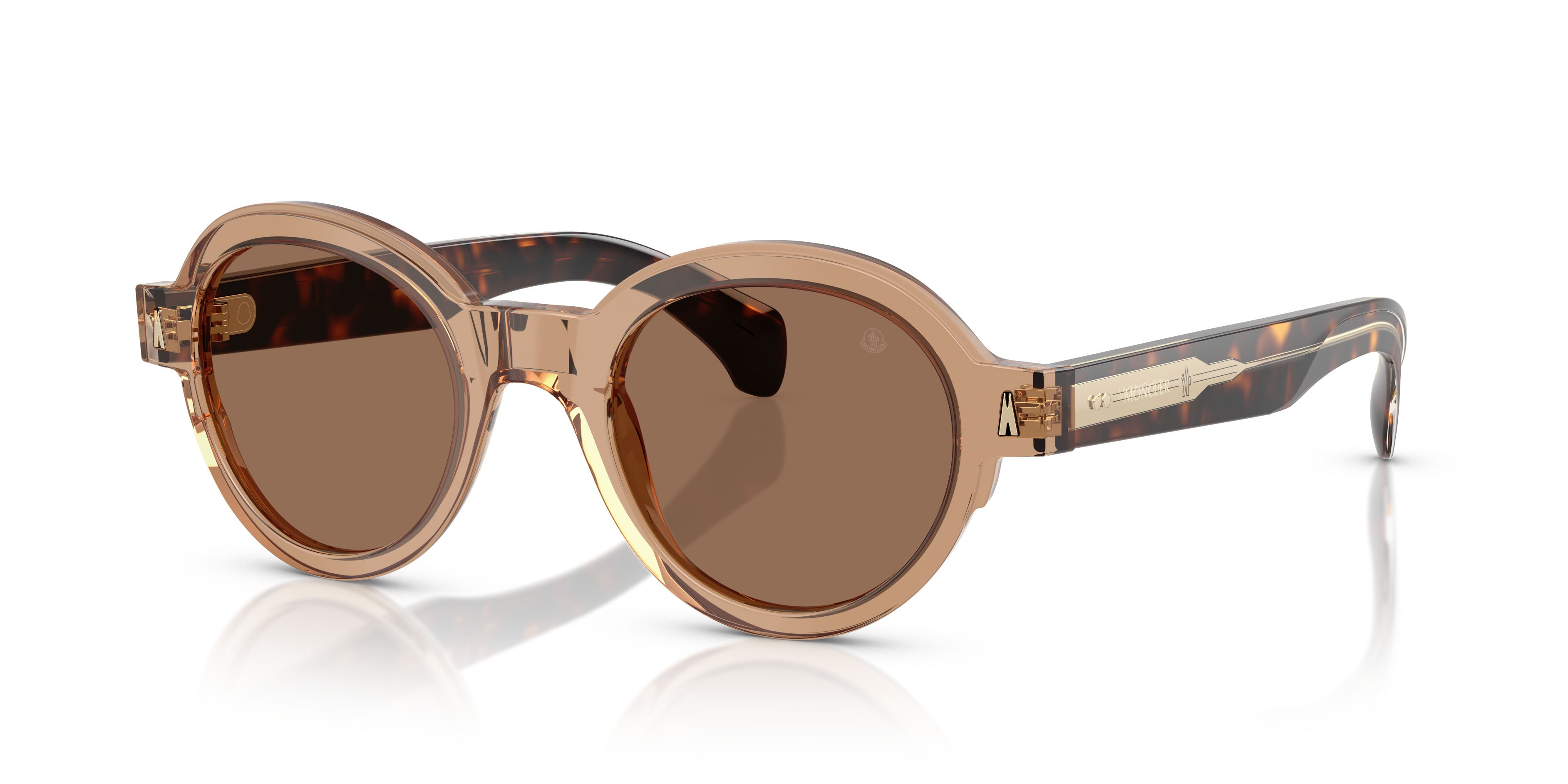 Occhiali da sole Moncler Rondosa ME 6003 (303773) colore marrone trasparente lucido forma rotondo lenti marrone scuro