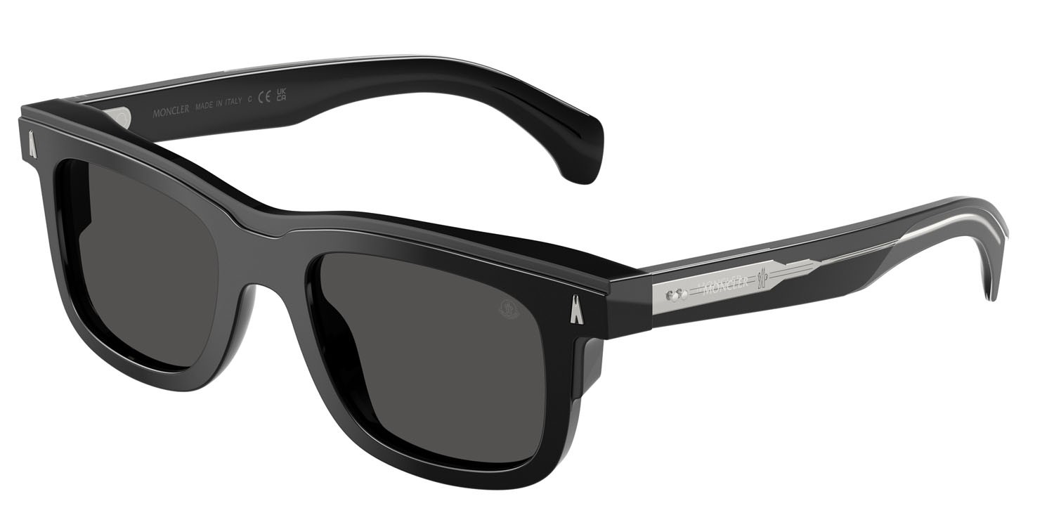 Occhiali da sole Moncler Claro ME 6004 (300187) colore nero lucido forma quadrato lenti grigio scuro