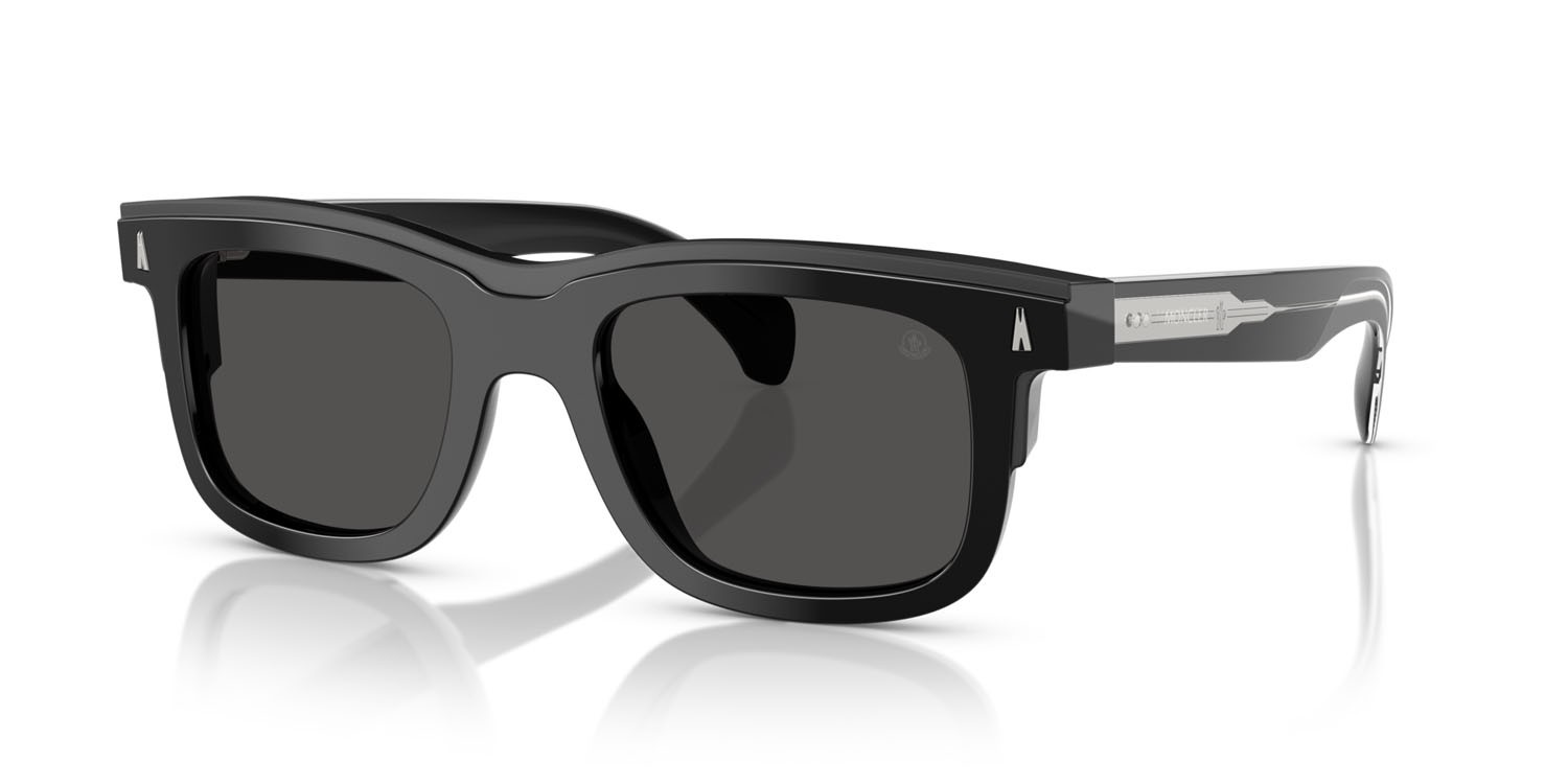 Occhiali da sole Moncler Claro ME 6004 (300187) colore nero lucido forma quadrato lenti grigio scuro
