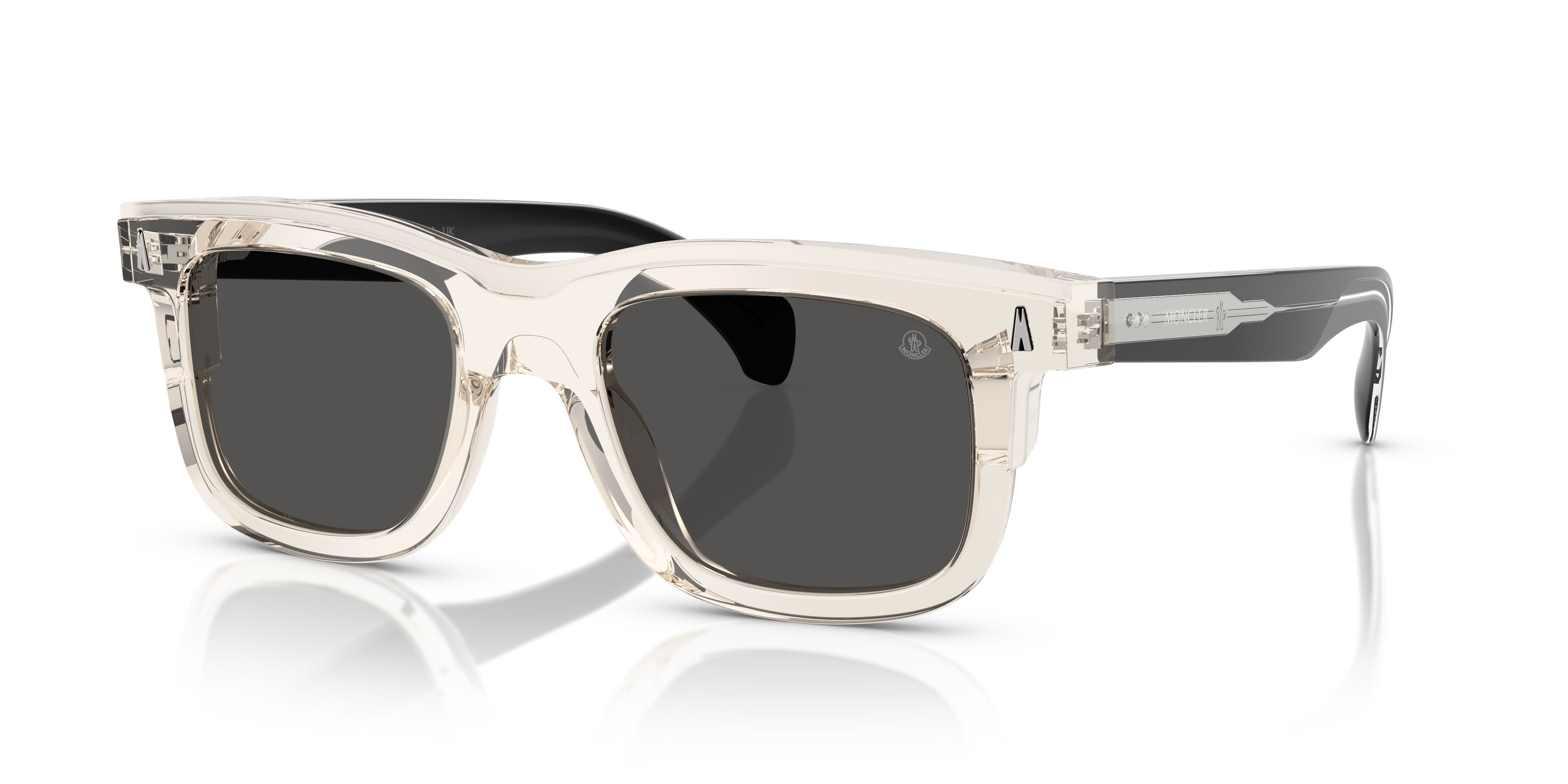 Occhiali da sole Moncler Claro ME 6004 (300387) colore burro trasparente forma quadrato lenti grigio scuro tinta unita