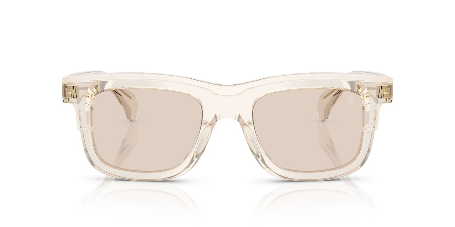 Occhiali da sole Moncler Claro ME 6004 (3003M4) colore burro trasparente forma quadrato lenti photo brown to dark brown