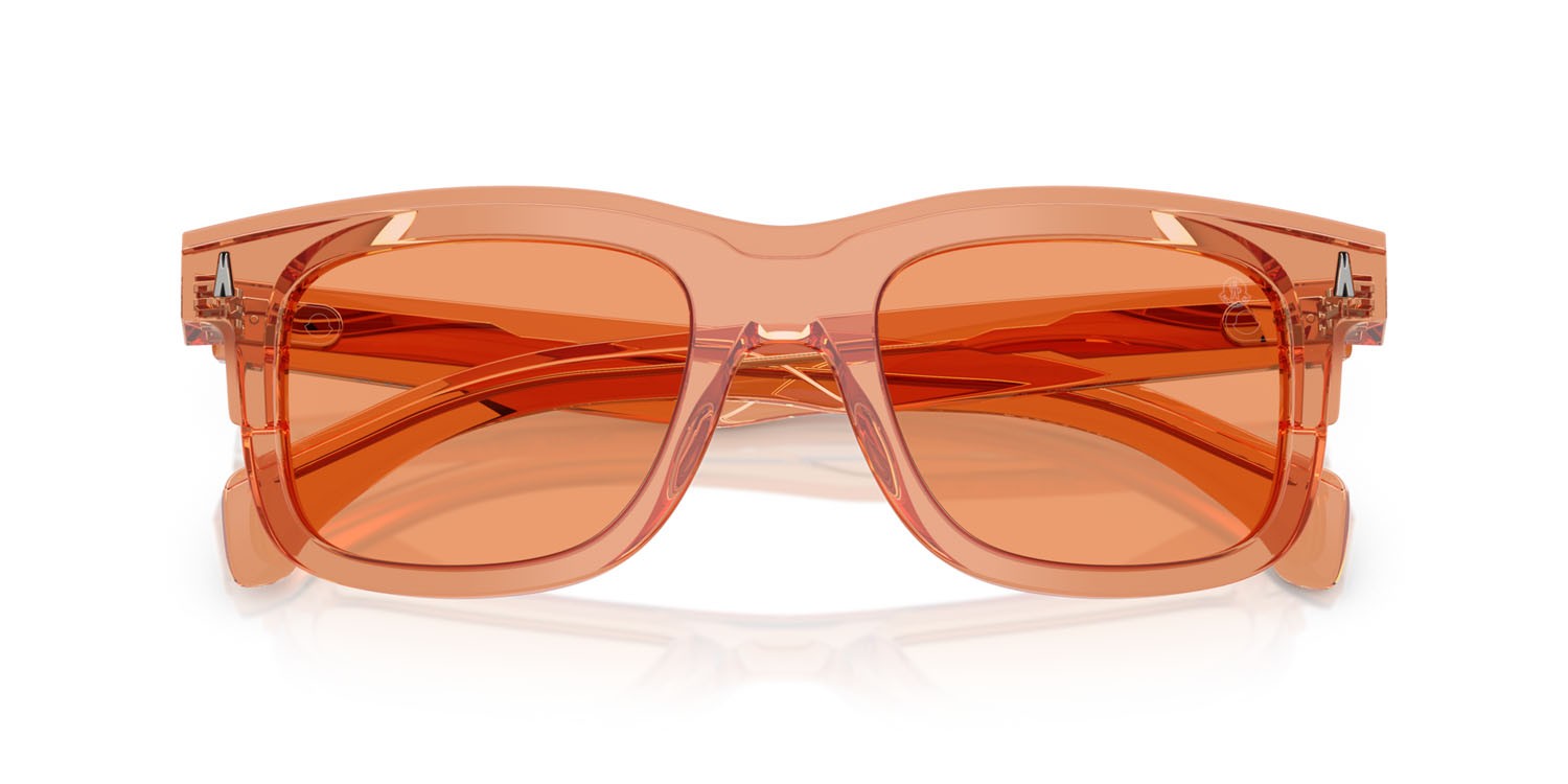 Sunglasses Moncler Claro ME 6004 (300574) color pesca trasparente shape square lenses arancione