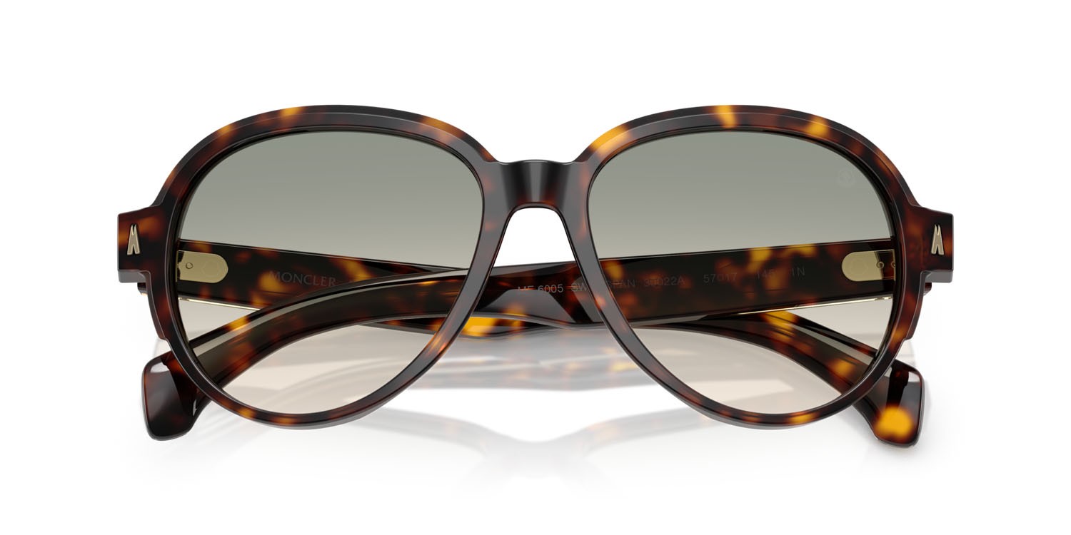 Occhiali da sole Moncler Swanspan ME 6005 (30022A) colore tartarugato marrone forma aviator lenti marrone chiaro sfumato verde chiaro