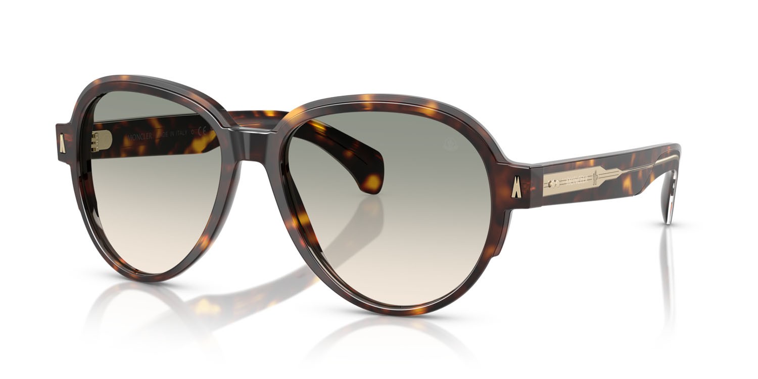 Occhiali da sole Moncler Swanspan ME 6005 (30022A) colore tartarugato marrone forma aviator lenti marrone chiaro sfumato verde chiaro