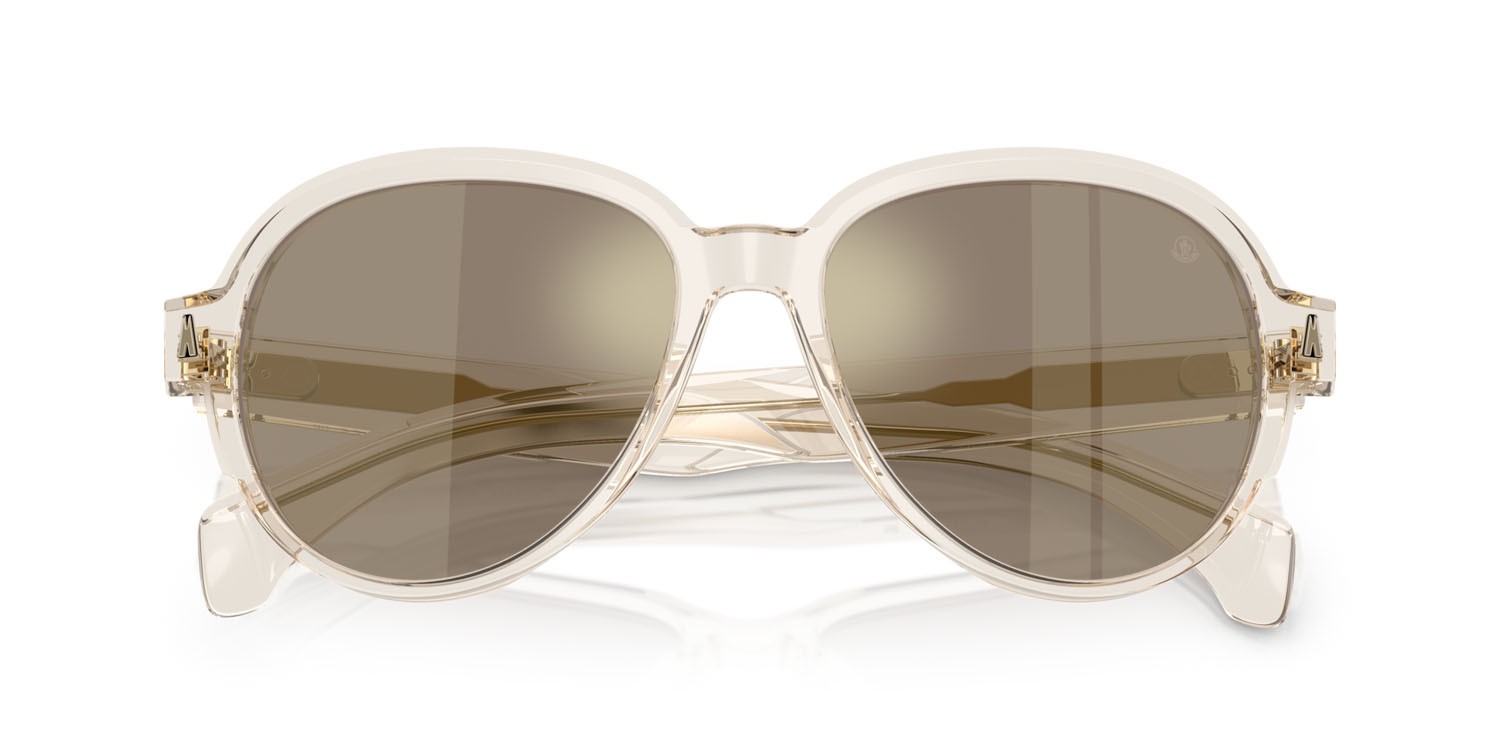Occhiali da sole Moncler Swanspan ME 6005 (30035A) colore burro trasparente forma aviator lenti grigio a specchio