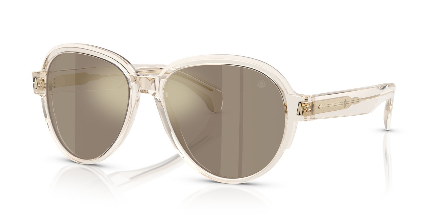 Occhiali da sole Moncler Swanspan ME 6005 (30035A) colore burro trasparente forma aviator lenti grigio a specchio