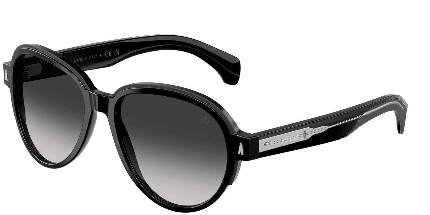 Sonnenbrillen Moncler Swanspan ME 6005F (30013C) farbe nero lucido form aviator gläser grigio sfumato