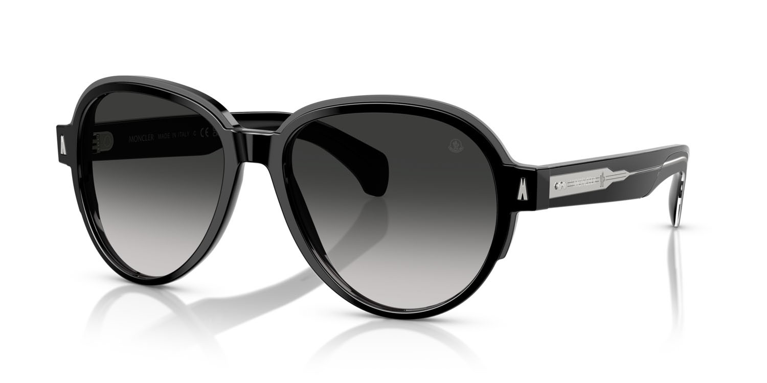 Sonnenbrillen Moncler Swanspan ME 6005F (30013C) farbe nero lucido form aviator gläser grigio sfumato