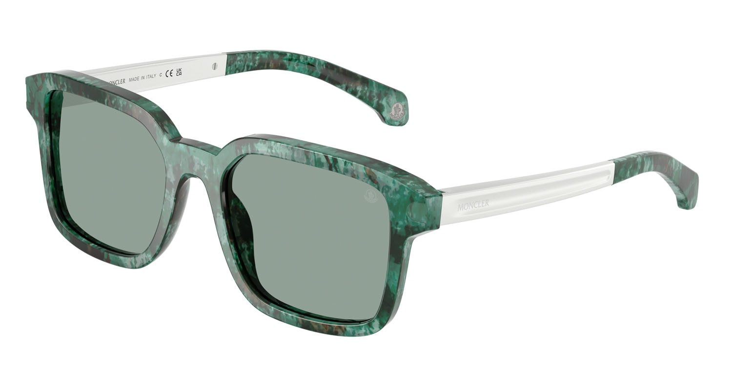 Occhiali da sole Moncler Quaderna ME 6006 (301282) colore havana verde forma quadrato lenti verde petrolio