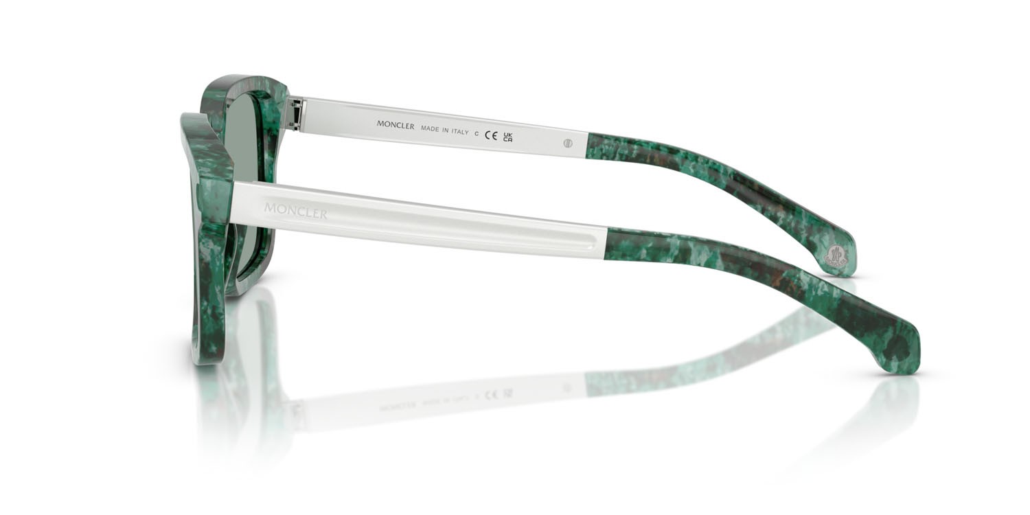 Occhiali da sole Moncler Quaderna ME 6006 (301282) colore havana verde forma quadrato lenti verde petrolio