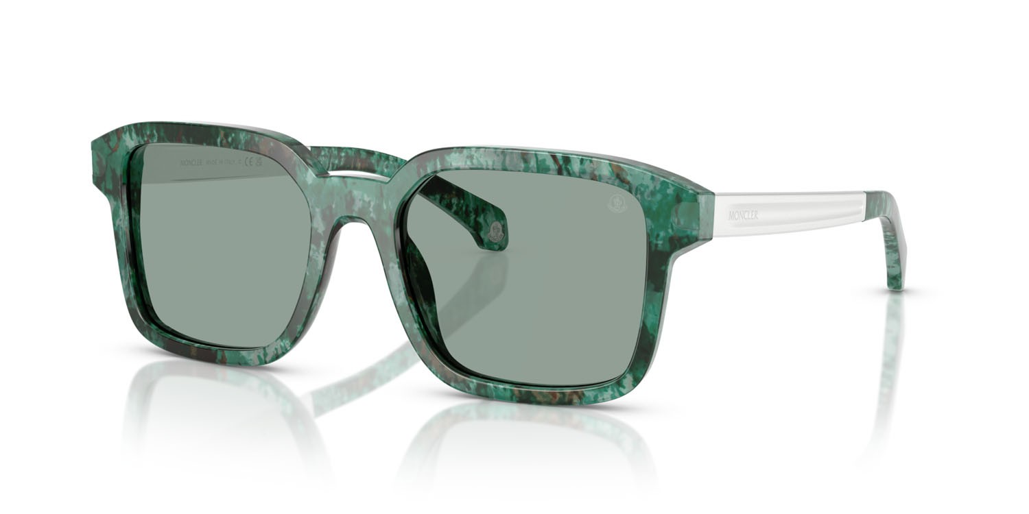 Occhiali da sole Moncler Quaderna ME 6006 (301282) colore havana verde forma quadrato lenti verde petrolio