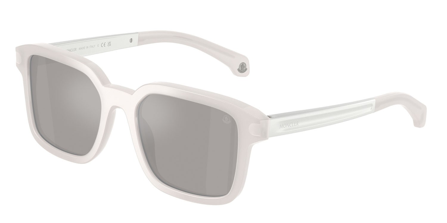 Occhiali da sole Moncler Quaderna ME 6006 (30136G) colore grigio ghiaccio forma quadrato lenti grigio chiaro specchiato argento