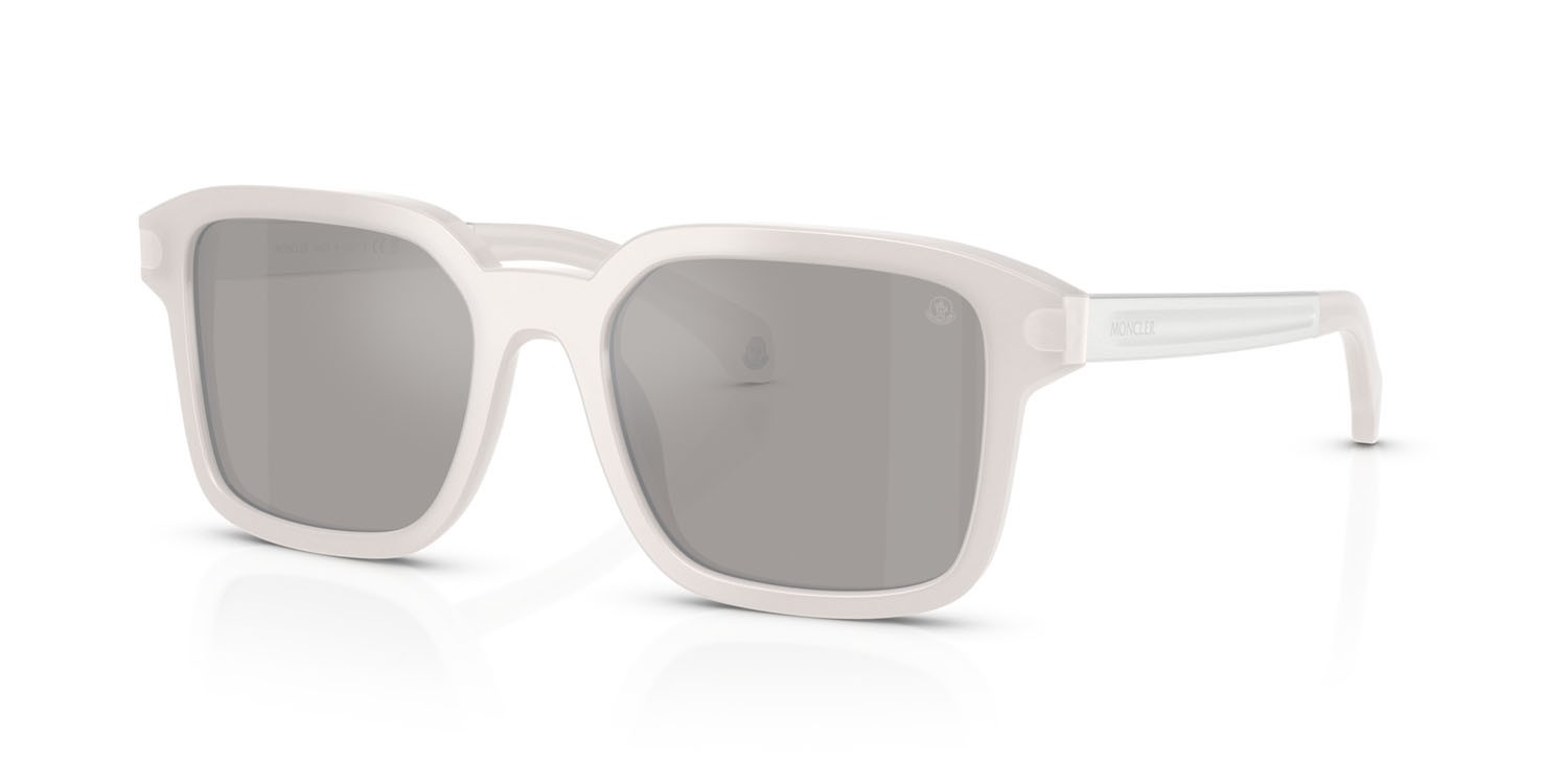 Occhiali da sole Moncler Quaderna ME 6006 (30136G) colore grigio ghiaccio forma quadrato lenti grigio chiaro specchiato argento
