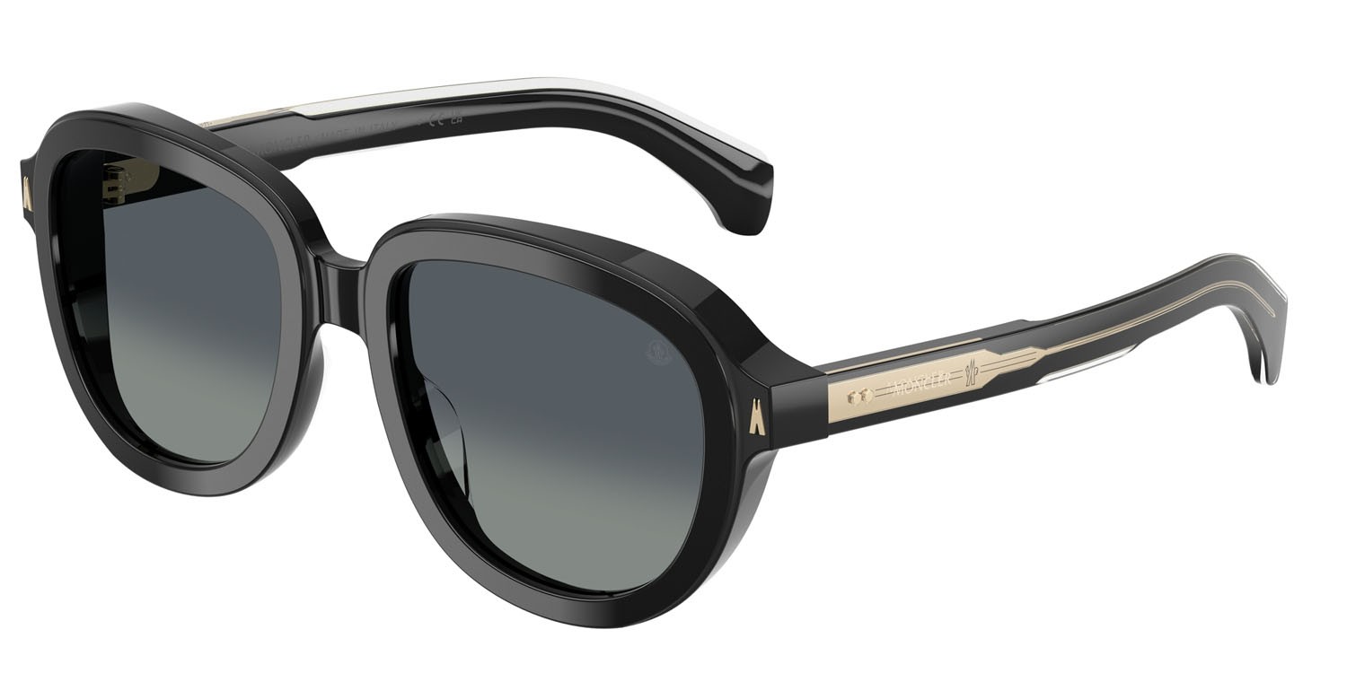 Occhiali da sole Moncler Cirsee ME 6007U (30013C) colore nero lucido forma aviator lenti grigio sfumato