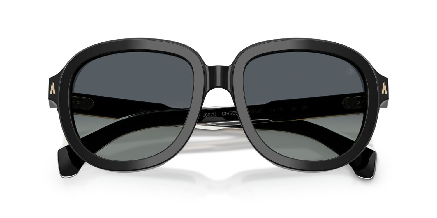 Occhiali da sole Moncler Cirsee ME 6007U (30013C) colore nero lucido forma aviator lenti grigio sfumato
