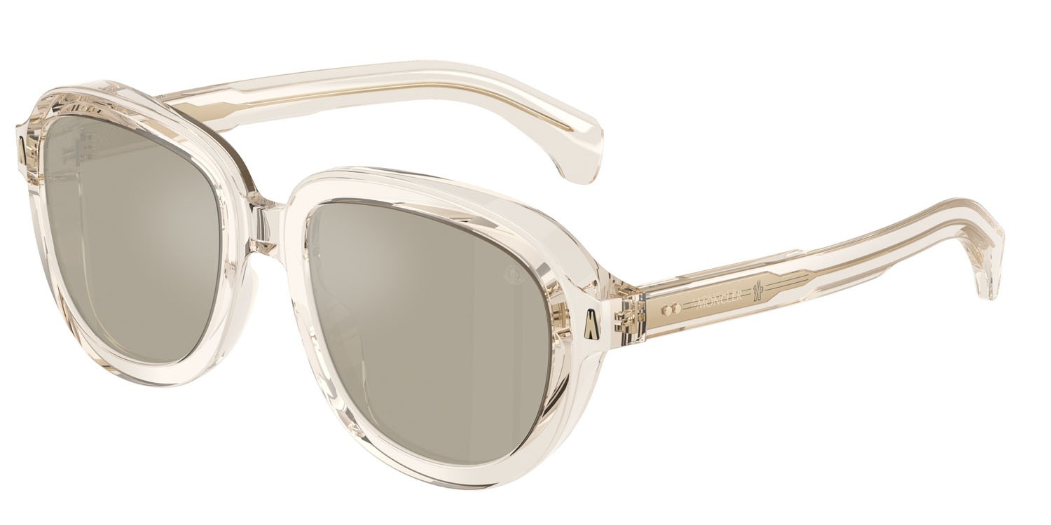 Occhiali da sole Moncler Cirsee ME 6007U (30035A) colore burro lucido trasparente forma aviator lenti mirror brown gold