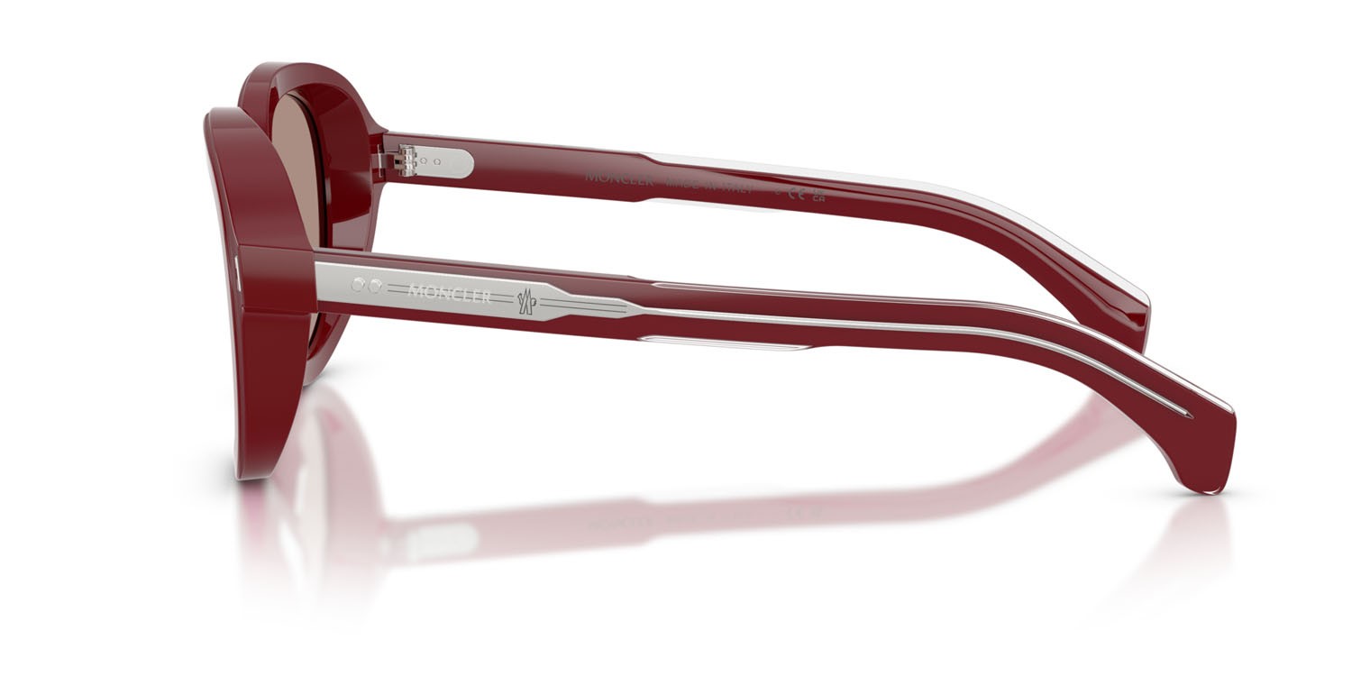 Occhiali da sole Moncler Cirsee ME 6007U (301675) colore bordeaux lucido forma aviator lenti rosso scuro tinta unita