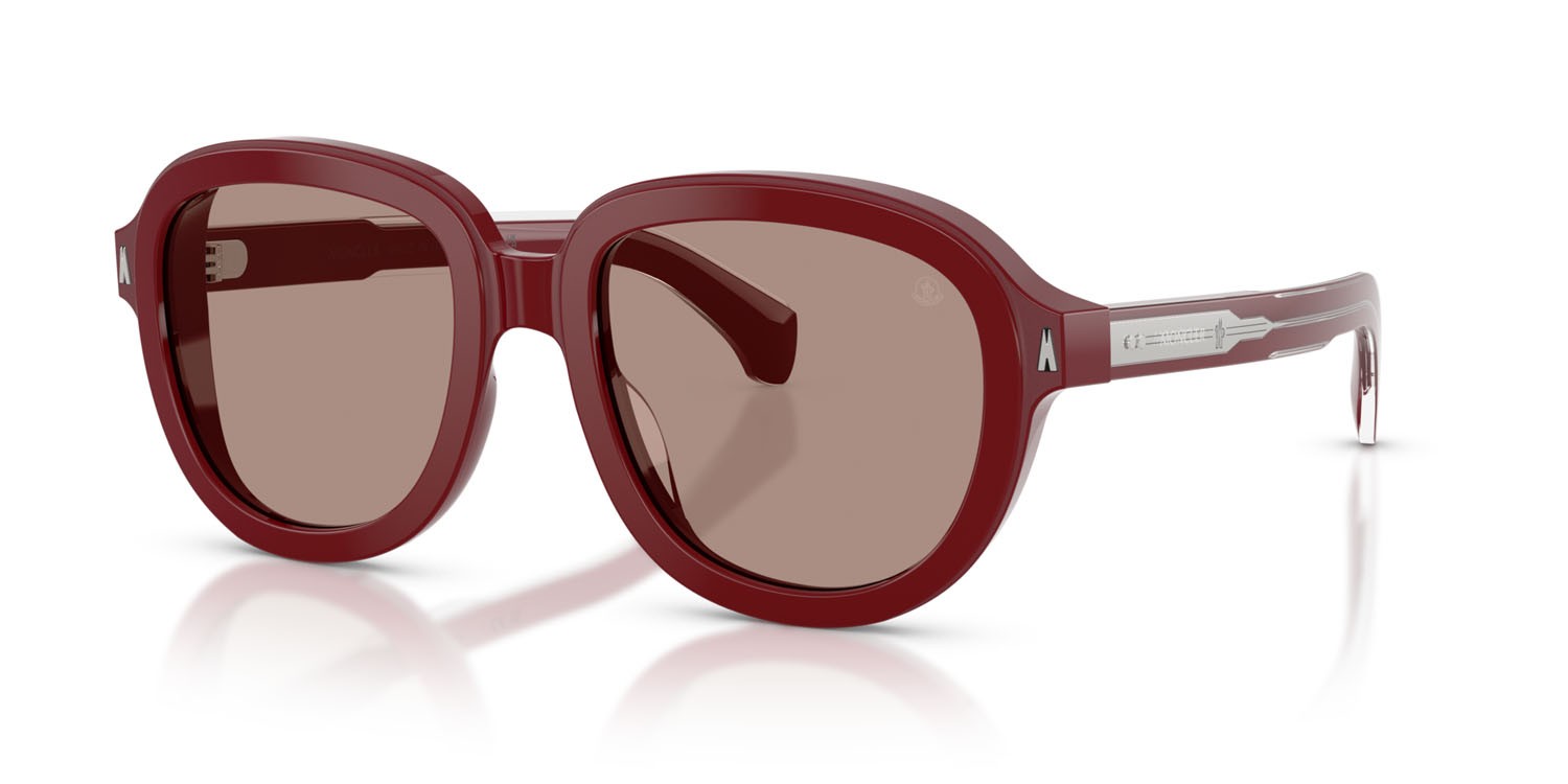 Occhiali da sole Moncler Cirsee ME 6007U (301675) colore bordeaux lucido forma aviator lenti rosso scuro tinta unita