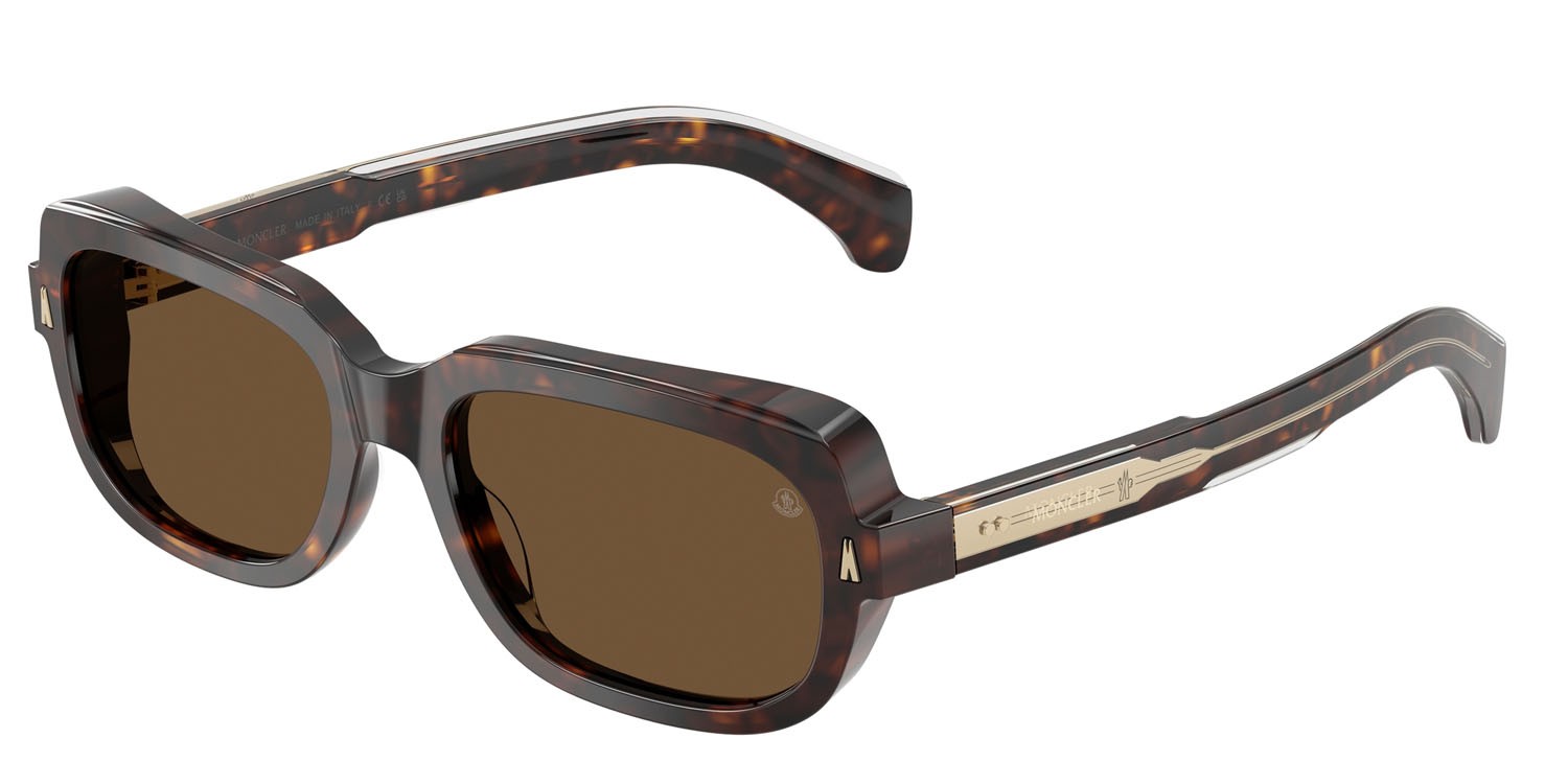 Occhiali da sole Moncler Suntrap ME 6008 (300273) colore havana scuro lucido forma quadrato lenti marrone tinta unita