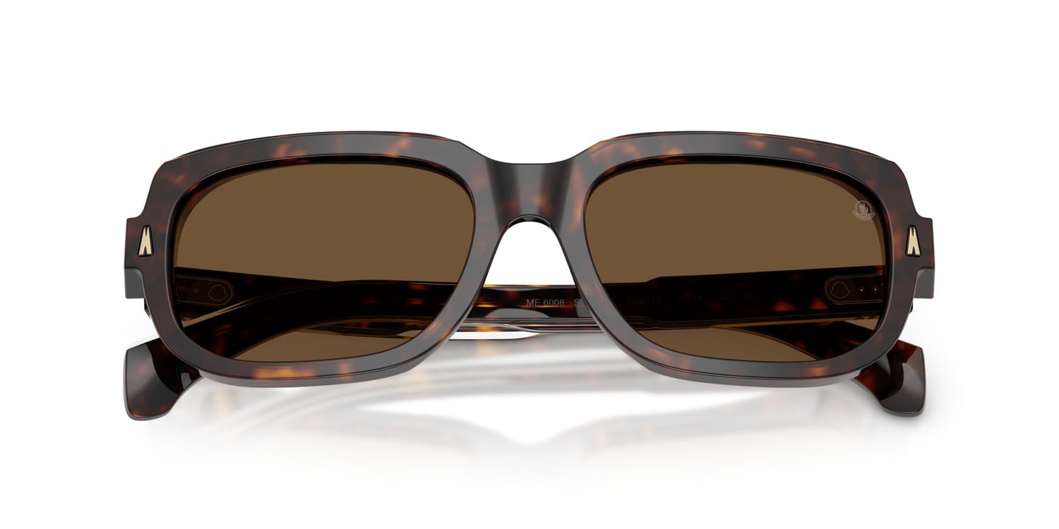Occhiali da sole Moncler Suntrap ME 6008 (300273) colore havana scuro lucido forma quadrato lenti marrone tinta unita