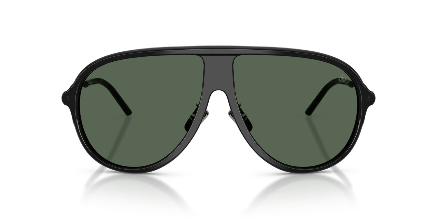 Occhiali da sole Moncler Glyde ME 6009 (300171) colore nero lucido forma aviator lenti verde scuro