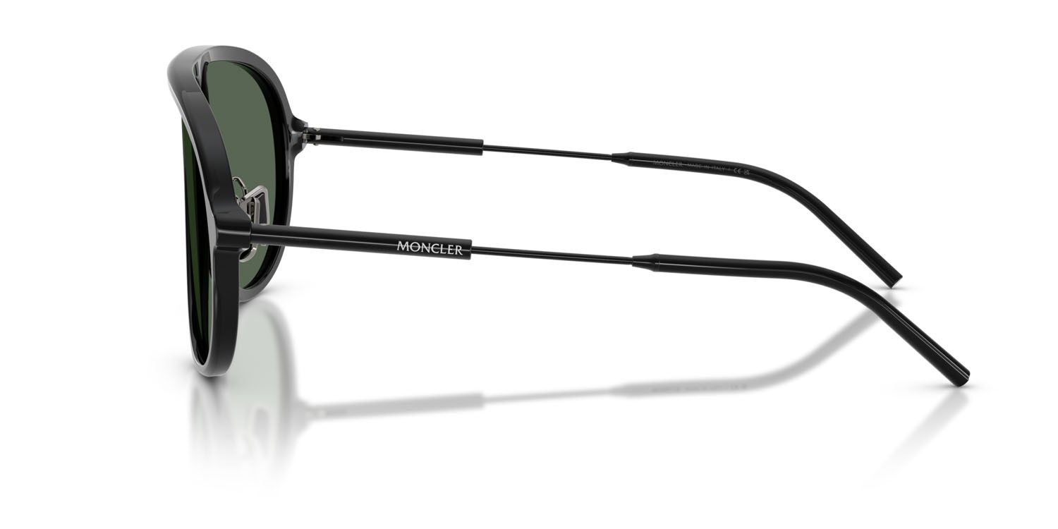 Occhiali da sole Moncler Glyde ME 6009 (300171) colore nero lucido forma aviator lenti verde scuro