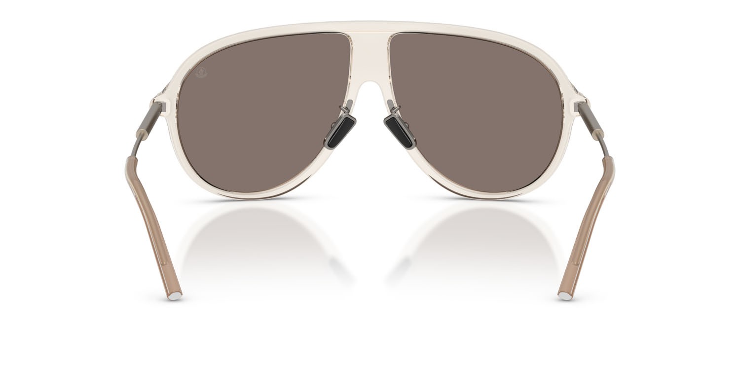 Occhiali da sole Moncler Glyde ME 6009 (30035A) colore burro lucido trasparente forma aviator lenti mirror brown gold