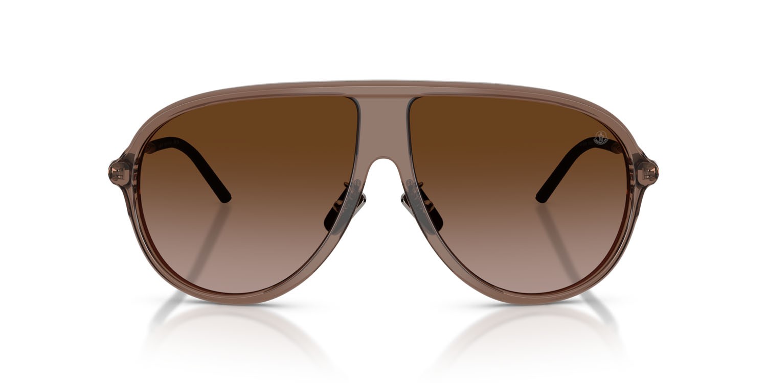 Occhiali da sole Moncler Glyde ME 6009 (301813) colore marrone trasparente lucido forma aviator lenti marrone sfumato