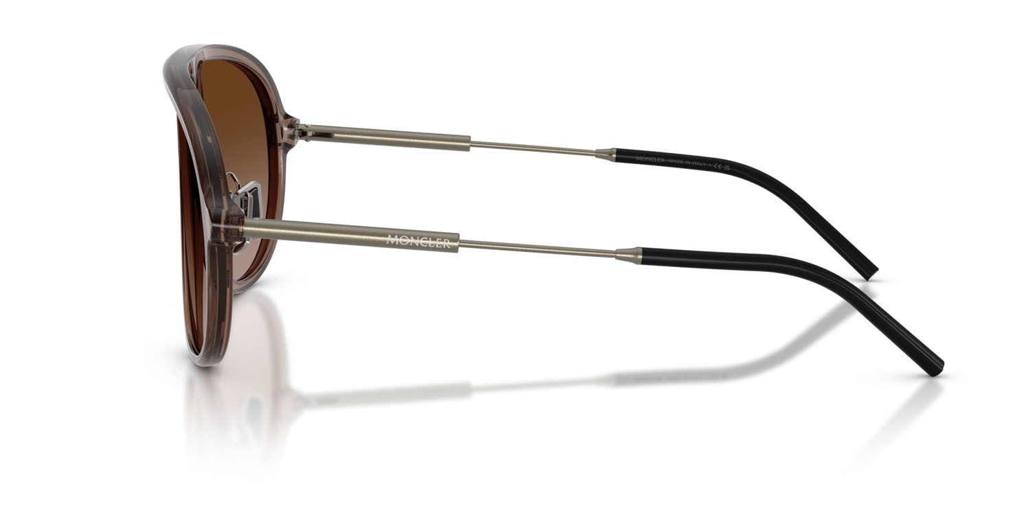 Occhiali da sole Moncler Glyde ME 6009 (301813) colore marrone trasparente lucido forma aviator lenti marrone sfumato