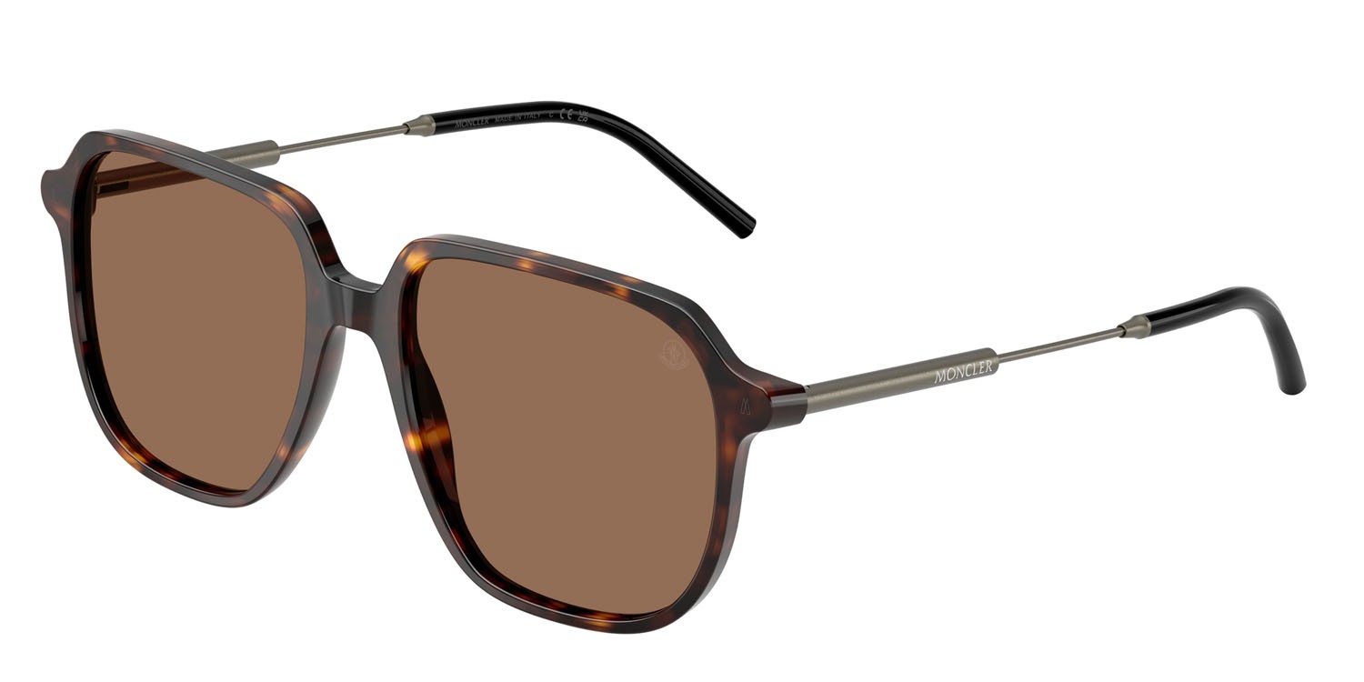 Occhiali da sole Moncler Cylin ME 6010 (300273) colore havana lucido forma aviator lenti marrone tinta unita