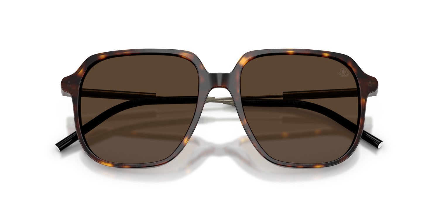 Sunglasses Moncler Cylin ME 6010 (3002M4) color havana lucido shape aviator lenses marrone tinta unita