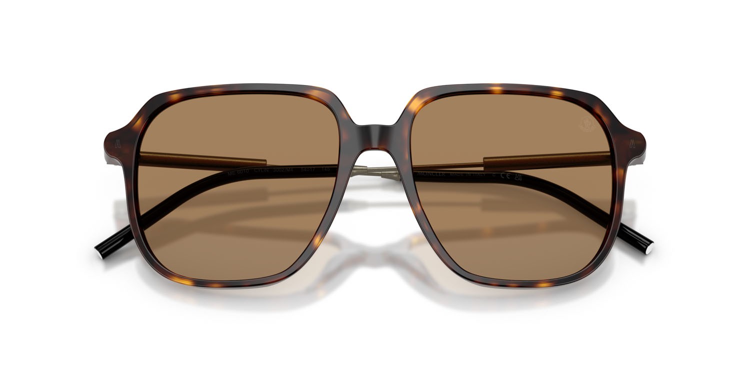 Sunglasses Moncler Cylin ME 6010 (3002M4) color havana lucido shape aviator lenses marrone tinta unita