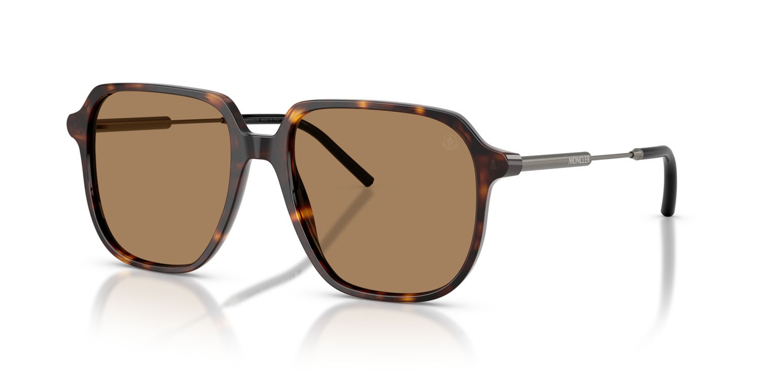 Sunglasses Moncler Cylin ME 6010 (3002M4) color havana lucido shape aviator lenses marrone tinta unita